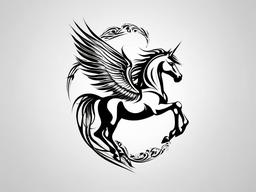 pegasus tribal tattoo  simple tattoo,minimalist,white background