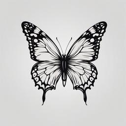 butterfly with semi colon  simple color tattoo,white background,minimal