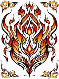 fire tattoo  simple color tattoo style,white background