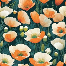 Arctic Poppy Clip Art - Vibrant Arctic poppy blossoms in the Arctic's pristine landscapes,  color vector clipart, minimal style