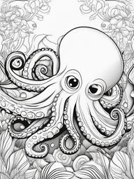 Octopus Coloring Pages - Octopus with a pearl  simple coloring pages