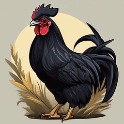 Ayam Cemani Chicken cartoon - rare, black-feathered chicken  cartoon sticker style