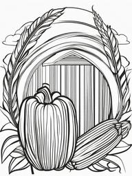 Thanksgiving Corn Coloring Pages - Symbol of Abundance and Harvest  minimal black outline printable sheet, coloring page