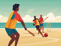 Beach Cricket Clipart - Beach cricket players in a friendly match.  color vector clipart, minimal style