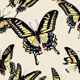 Anise Swallowtail Butterfly Clip Art - An anise swallowtail butterfly in flight,  color vector clipart, minimal style