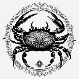 Cancer Crab Tattoo Designs-Creative and personalized tattoo designs featuring the crab symbol associated with the zodiac sign Cancer.  simple color tattoo,white background