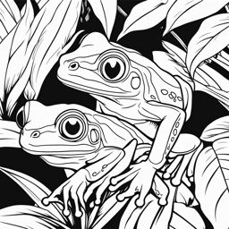 red-eyed tree frogs cute animals coloring page 