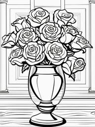 Rose Coloring Pages - Rose in a vase  simple coloring pages