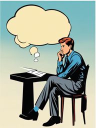 thinking clipart: pensive thinking with a thought bubble. 