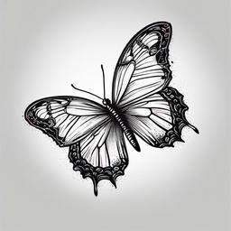 butterfly cancer tattoo  simple color tattoo,white background,minimal