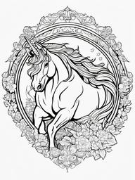 Unicorn Coloring Pages - Unicorn emerging from a mystical portal  simple coloring pages