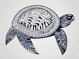 Polynesian Sea Turtle Tattoo Designs - Explore Polynesian-inspired sea turtle tattoo designs, incorporating intricate patterns and cultural significance.  simple color tattoo,minimal vector art,white background