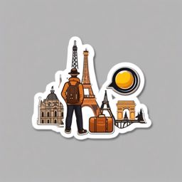 Traveler and Eiffel Tower Emoji Sticker - Exploring Parisian landmarks, , sticker vector art, minimalist design