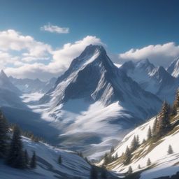 Mountain Landscape - A majestic mountain landscape with a snow-capped peak  8k, hyper realistic, cinematic