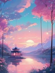 Pastel Dreamscape in Anime Aesthetic Style Cute Anime Aesthetic Wallpapers intricate details, patterns, wallpaper photo