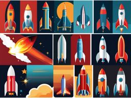 Rocket clipart - Rocket symbolizing speed and progress,  color clipart, vector art