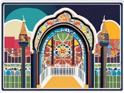 Barcelona Park Güell sticker- Public park with colorful mosaics and architectural elements, , sticker vector art, minimalist design