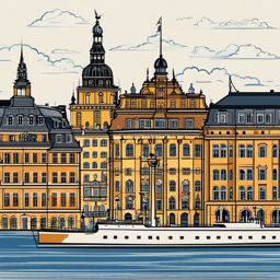 Stockholm clipart - Stockholm Palace and city islands, ,color clipart vector style