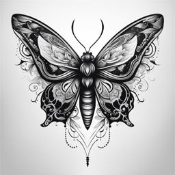 moth tattoo black and white design 