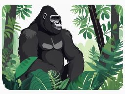 Cute Gorilla in a Lush Forest  clipart, simple