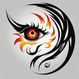 fire eye tattoo  simple color tattoo,white background