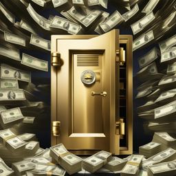 clip art money,stacked high in a gleaming bank vault 