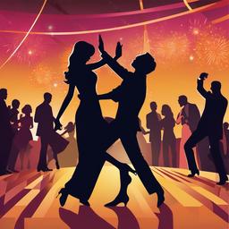 Dance clipart - couple dancing together at a party  