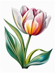 Tulip tattoo, Elegant tattoos showcasing the vibrant tulip flower. colors, tattoo patterns, clean white background