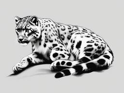 drawing of snow leopard  minimal rough scribbles,doodles,black and white