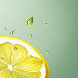 Lemon clipart - half-cut lemon with drops of juice  color,minimalist,vector clipart