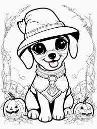 Puppy in a Halloween Costume Coloring Pages - Festive Puppy Dressed for Halloween  minimal black outline printable sheet, coloring page