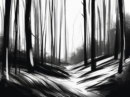 sketch of a forest  minimal rough sketch scribbles,doodles,black and white