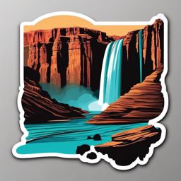 Grand Canyon Havasu Falls sticker- Stunning turquoise waterfall in the Grand Canyon, , sticker vector art, minimalist design