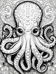 Octopus Coloring Page - Eight Armed Sea Dweller  black outline printable coloring page