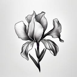 Iris Flower Tattoo - Tattoo featuring the iris flower, symbolizing wisdom and courage.  simple color tattoo,minimalist,white background