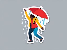 Love in the Rain Emoji Sticker - Dancing in the rain of love, , sticker vector art, minimalist design