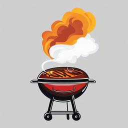 BBQ with smoke rising from the grill clipart.  vector style illustration, white background