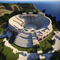 greek amphitheater overlooking the ocean - minecraft house design ideas 