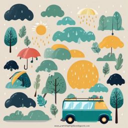 Rainy Day Adventures clipart - Adventure on a rainy day, ,vector color clipart,minimal