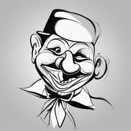 drawing of a cartoon clown  minimal rough sketch scribbles,doodles,black and white