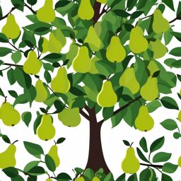 Pear Tree Clipart - A pear tree loaded with ripe green pears.  color vector clipart, minimal style