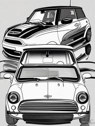Mini Cooper Coloring Pages - Iconic Compact Car in Action  minimal black outline printable sheet, coloring page
