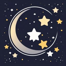 Moon and Stars Icon - Moon and stars icon for nighttime imagery,  color vector clipart, minimal style