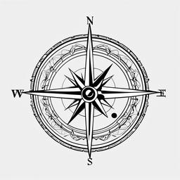 Compass Tattoo Traditional - Traditional style compass tattoo.  simple vector tattoo,minimalist,white background