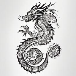 Dragon Tattoo Henna - Henna-style dragon tattoo for a temporary and decorative look.  simple color tattoo,minimalist,white background