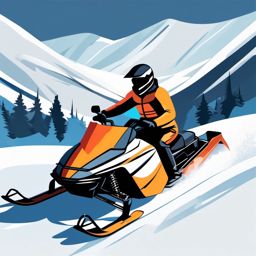 Snowmobile Clipart - A snowmobile racing through snowy terrain.  color vector clipart, minimal style