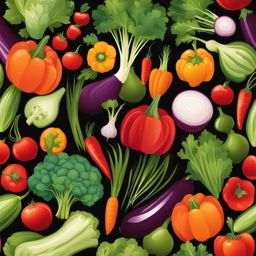 vegetables clipart - a vibrant assortment of fresh vegetables, displayed at a lively farmer's market 