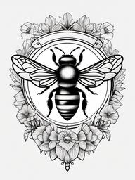 Bee Tattoo - Represents diligence, teamwork, and perseverance  minimal tattoo design,white background