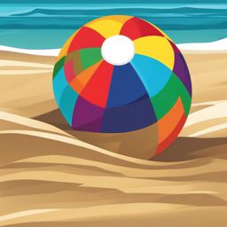 Beach Ball clipart - Vibrant beach ball in the sand, ,vector color clipart,minimal