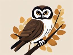 Spectacled Owl Clip Art - Spectacled owl perched in a tree,  color vector clipart, minimal style